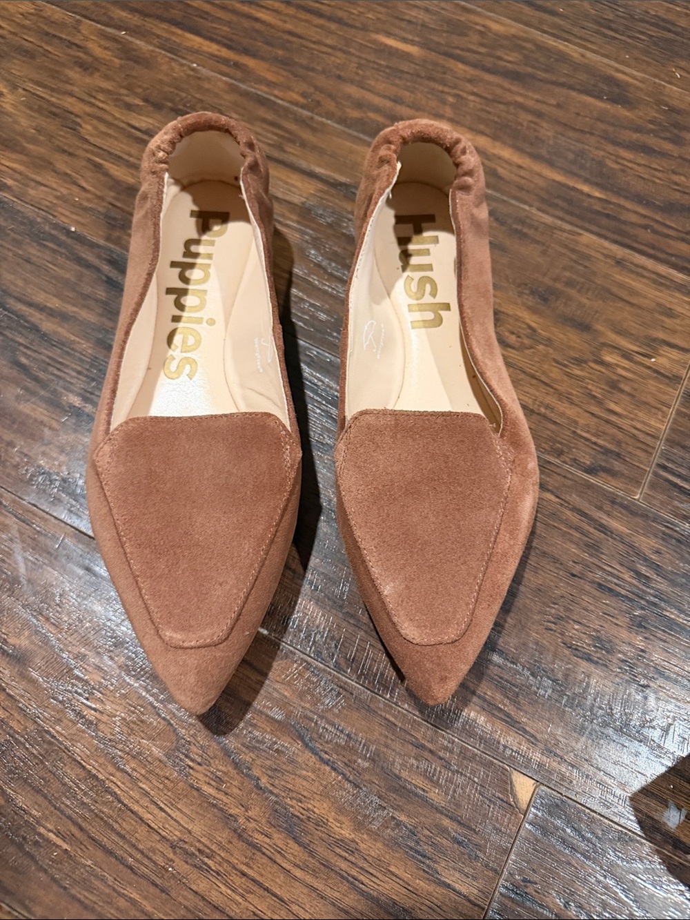Hush Puppies Women's Chestnut Suede Pointed Toe Flats Sz 8.5
